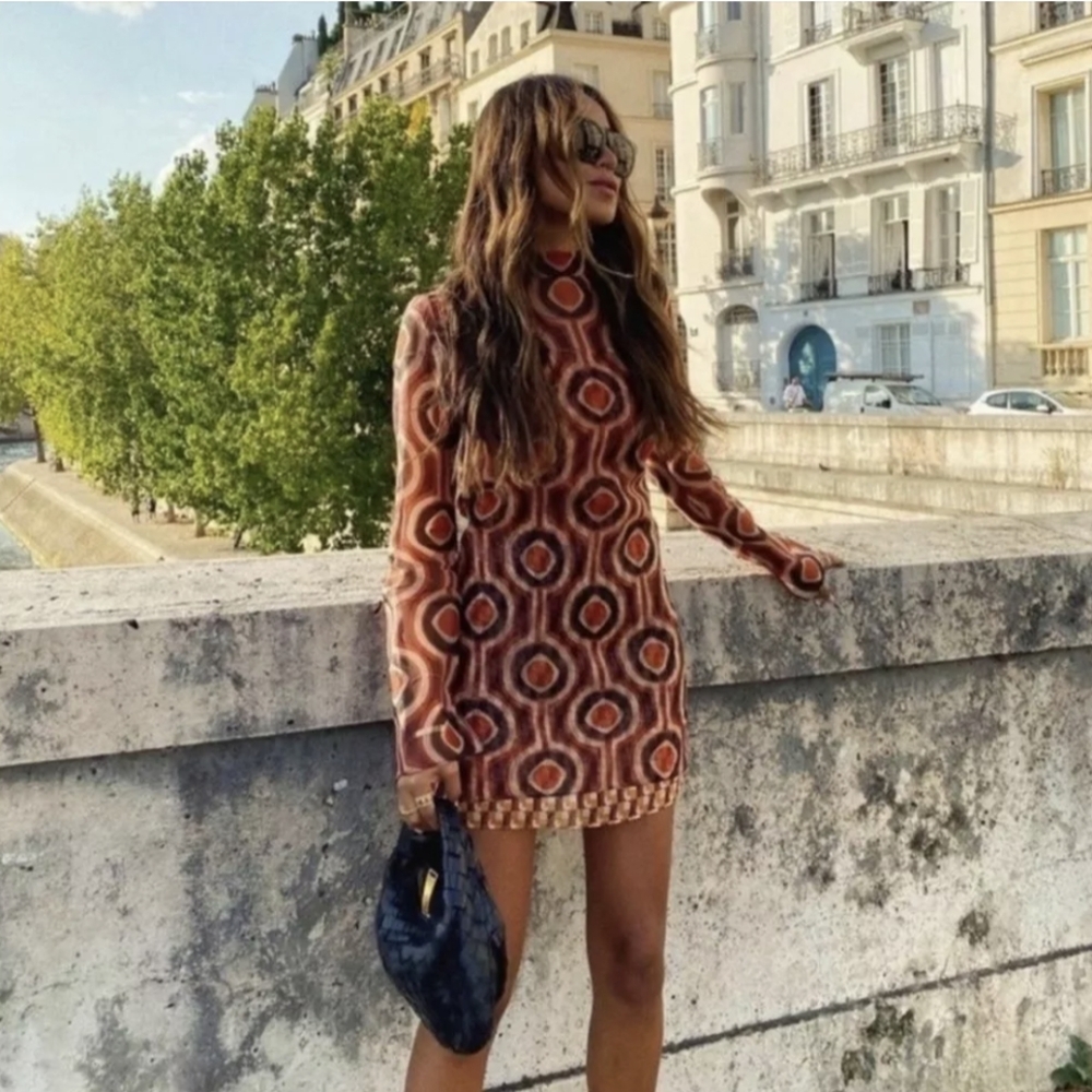 Printed Organza Dress Zara